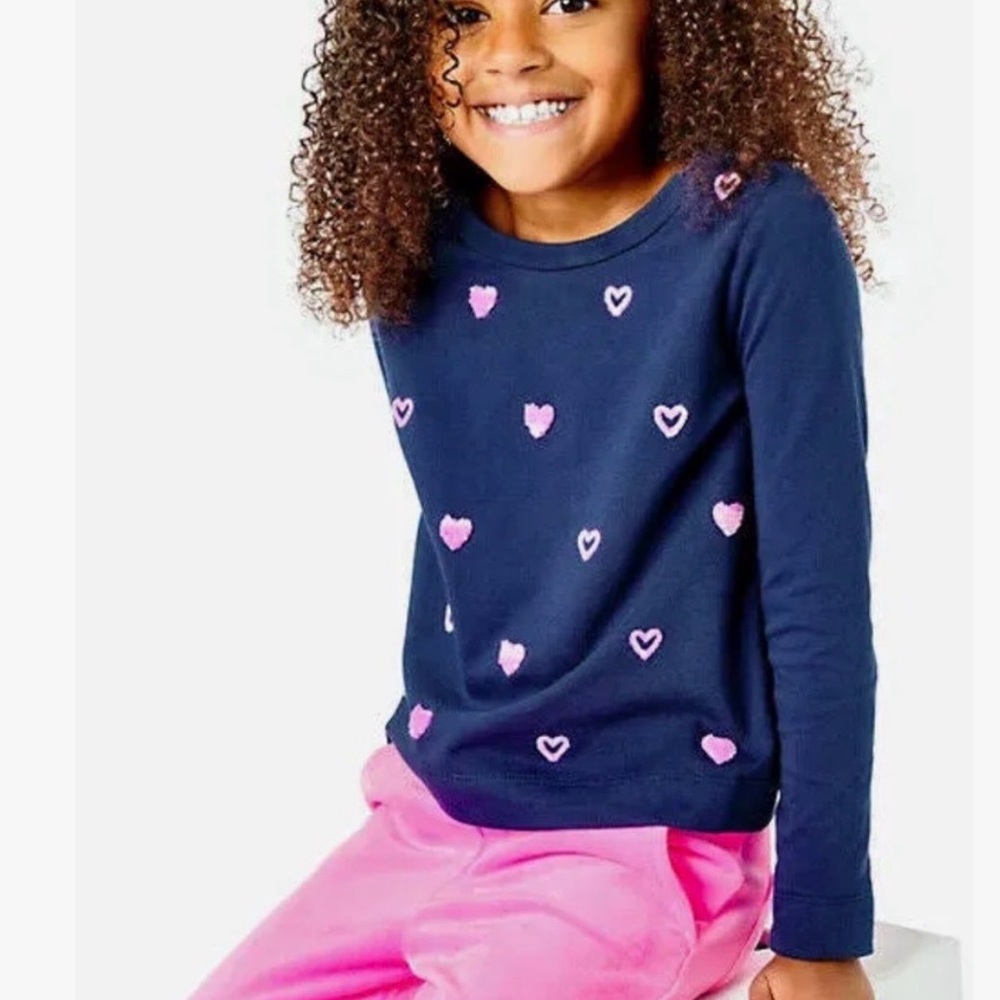 Lilly Pulitzer NWT L  Mini Rami Sweatshirt Top in High Tide Navy Wild Heart